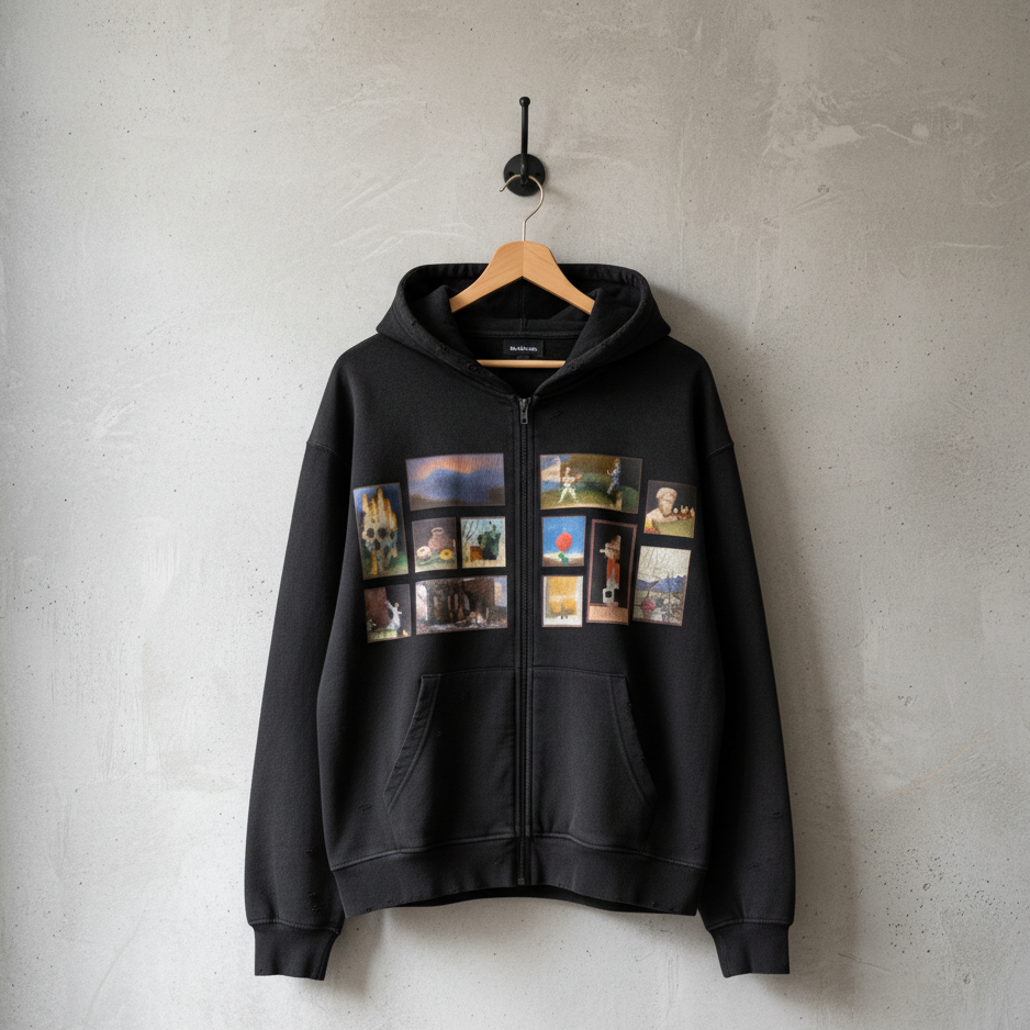 Craft Vintage Painting Zip Up Hoodie