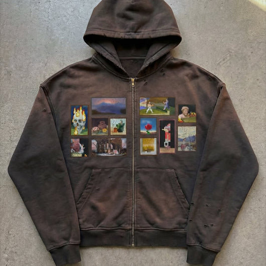Craft Vintage Painting Zip Up Hoodie